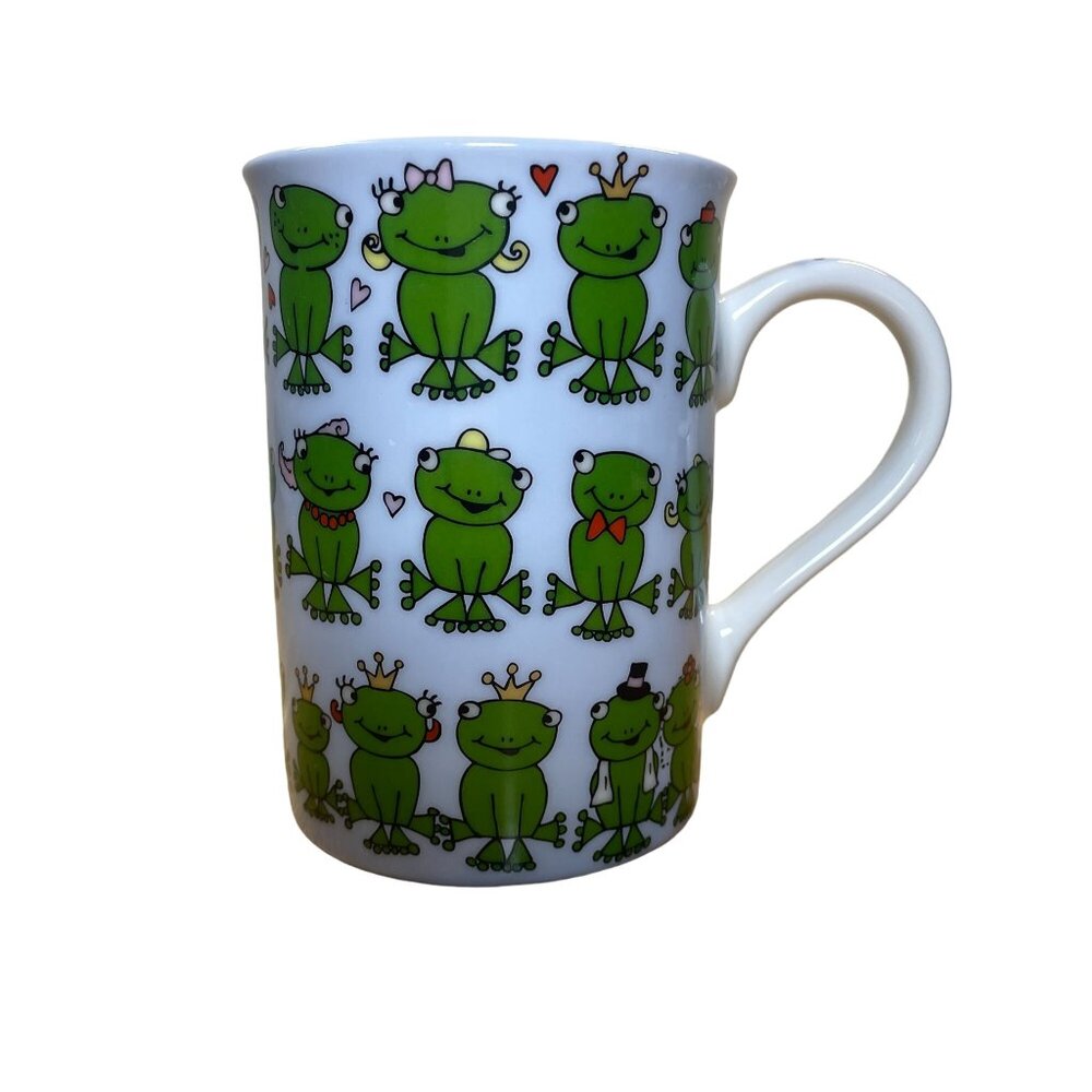 Pier 1 Imports Whimsical Smiling Frogs Tea Coffee Mug Cup Porcelain 10 oz